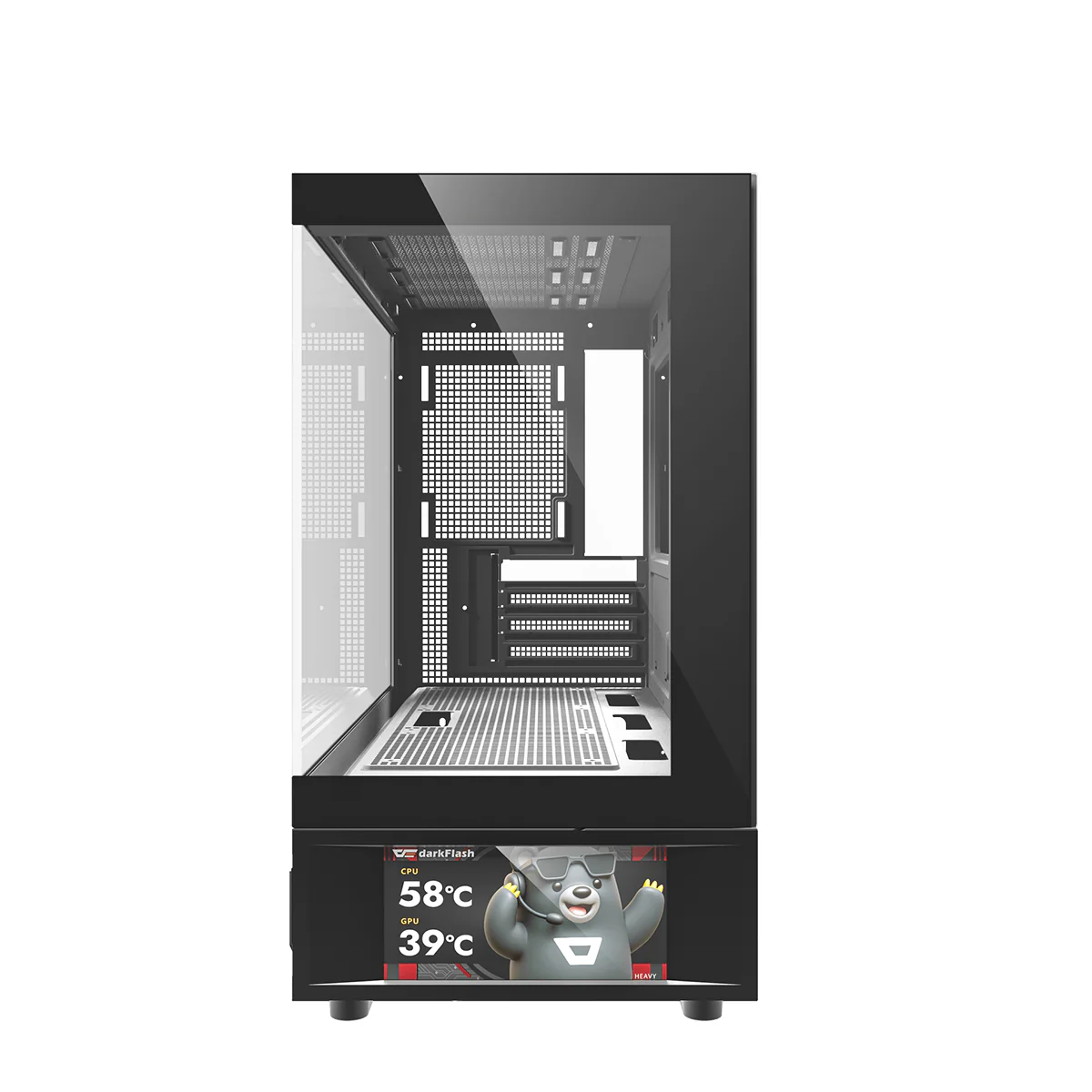 DarkFlash DS950MV M-ATX Glass PC Case with 6" IPS Customizable Display (Black, White) - Image 13