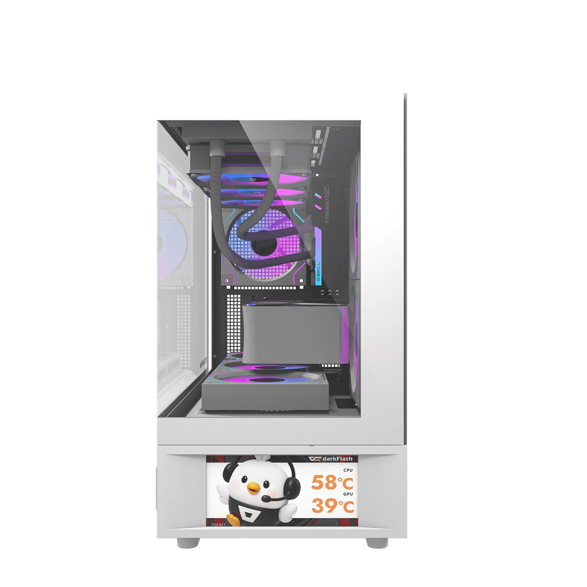 DarkFlash DS950MV M-ATX Glass PC Case with 6" IPS Customizable Display (Black, White) - Image 23