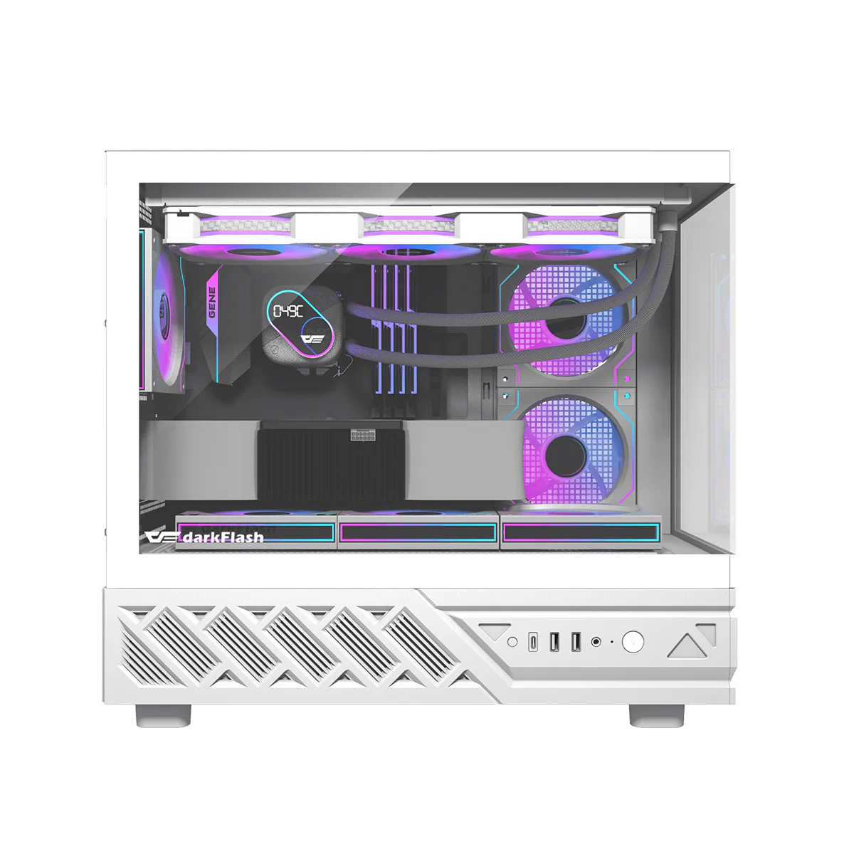 DarkFlash DS950MV M-ATX Glass PC Case with 6" IPS Customizable Display (Black, White) - Image 25