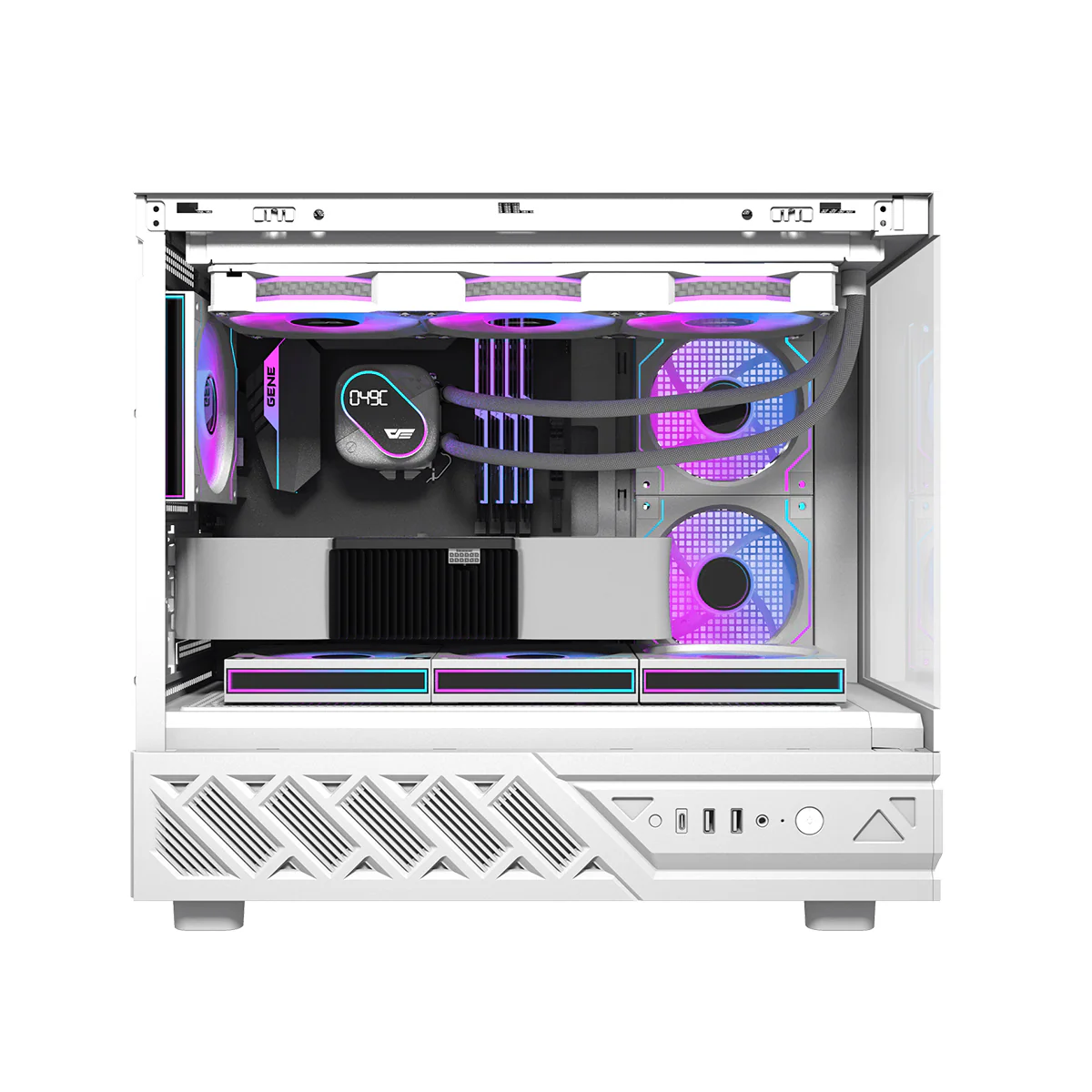 DarkFlash DS950MV M-ATX Glass PC Case with 6" IPS Customizable Display (Black, White) - Image 28