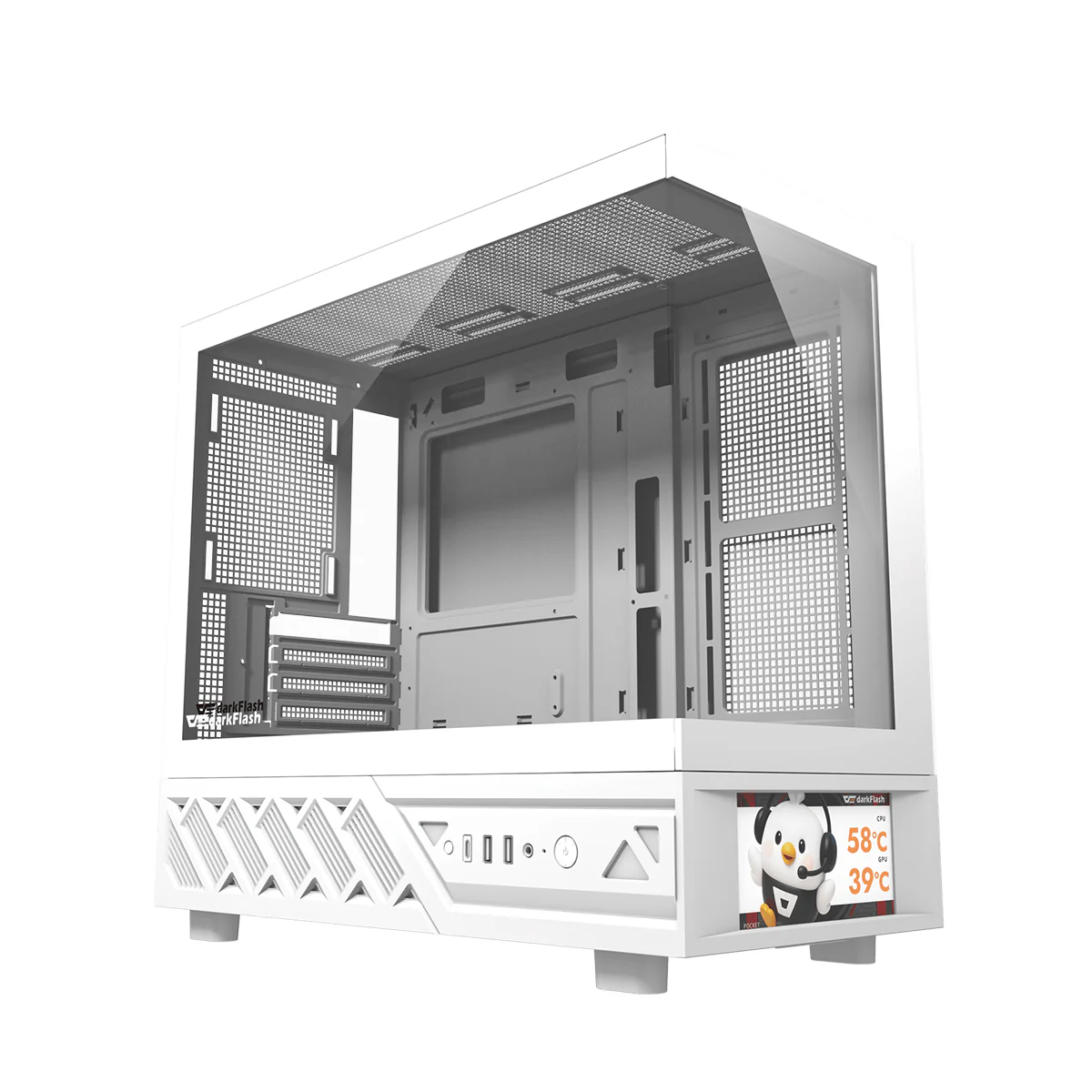 DarkFlash DS950MV M-ATX Glass PC Case with 6" IPS Customizable Display (Black, White) - Image 29