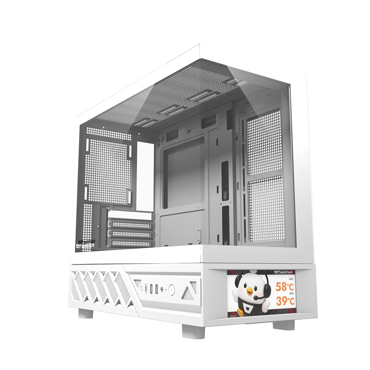 DarkFlash DS950MV M-ATX Glass PC Case with 6" IPS Customizable Display (Black, White) - Image 30