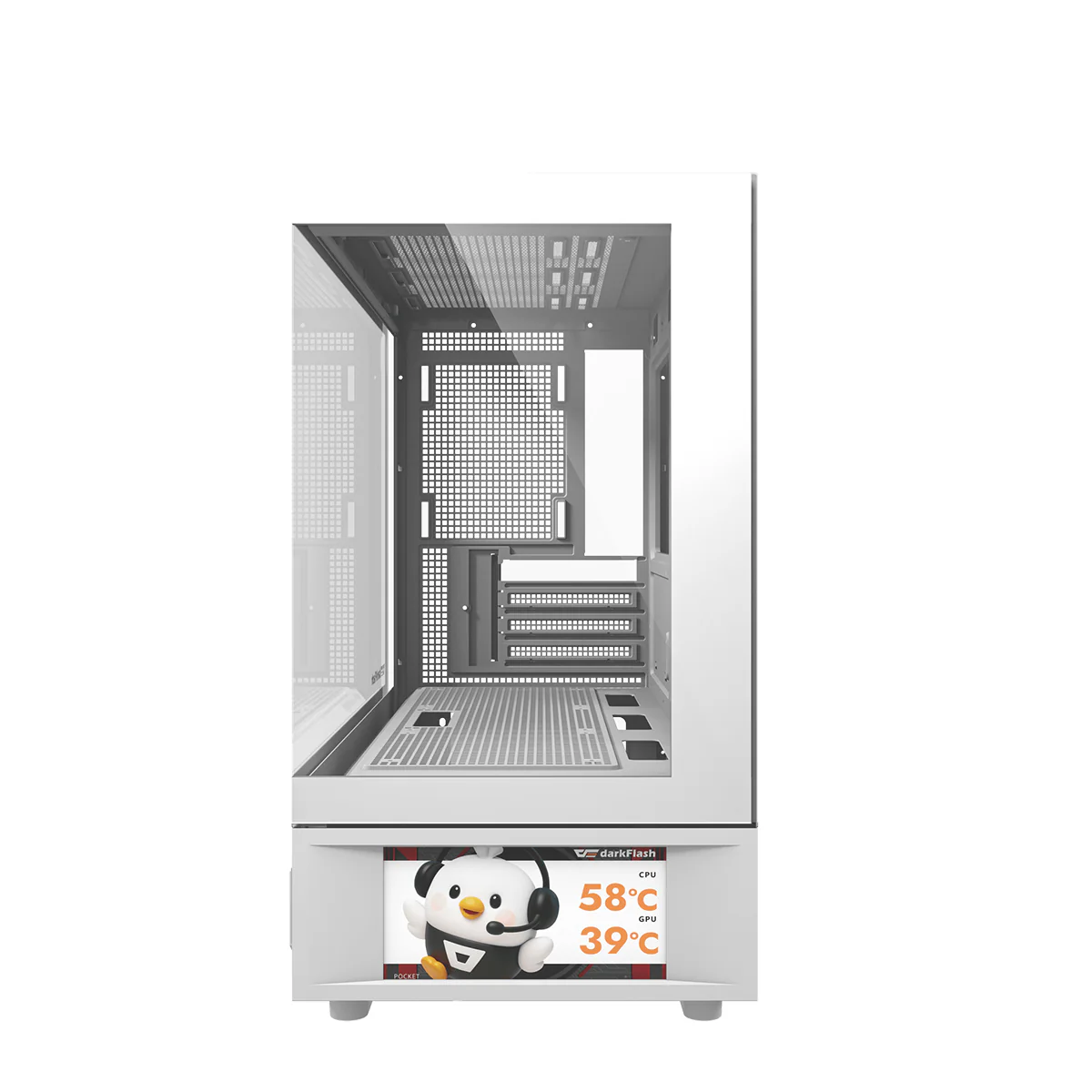 DarkFlash DS950MV M-ATX Glass PC Case with 6" IPS Customizable Display (Black, White) - Image 31