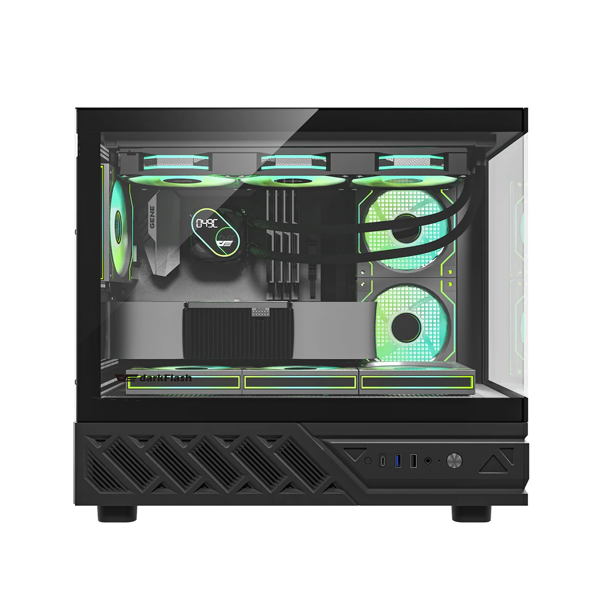 DarkFlash DS950MV M-ATX Glass PC Case with 6" IPS Customizable Display (Black, White) - Image 6