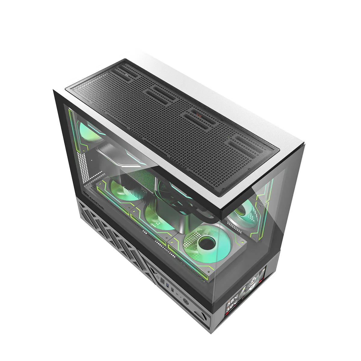 DarkFlash DS950MV M-ATX Glass PC Case with 6" IPS Customizable Display (Black, White) - Image 8