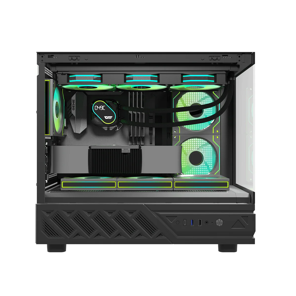 DarkFlash DS950MV M-ATX Glass PC Case with 6" IPS Customizable Display (Black, White) - Image 9