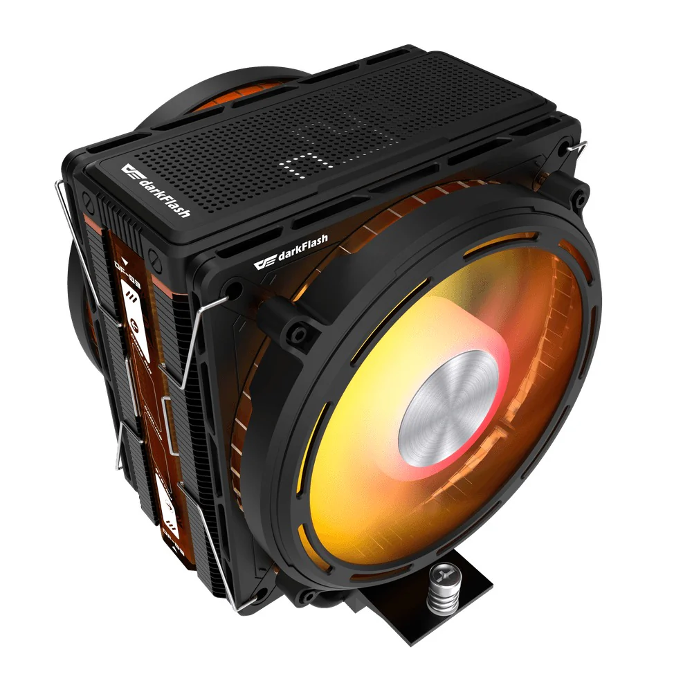 DarkFlash E400 Plus LED Matrix Display Dual Fan Tower CPU Cooler (Black, White) - Image 2