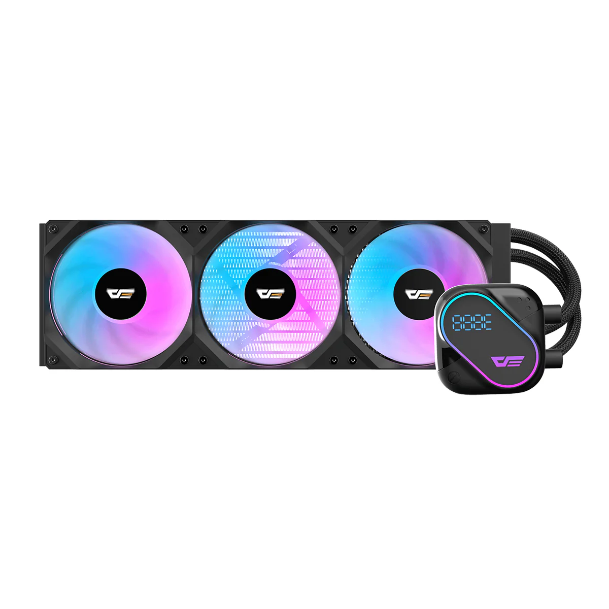 DarkFlash Explore DO 360 AIO 360mm Liquid CPU Cooler with Digital Screen Temperature (Black, White) - Image 4