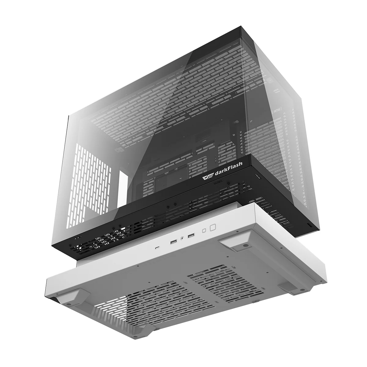 DarkFlash Floatron F1 B&W Combo M-ATX PC Case Tempered Glass Panel - Image 9