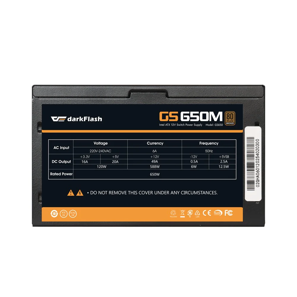 DarkFlash GS 650M 650W 80+ Bronze PCIe 5.1 Ready Full Modular Power Supply - Image 3