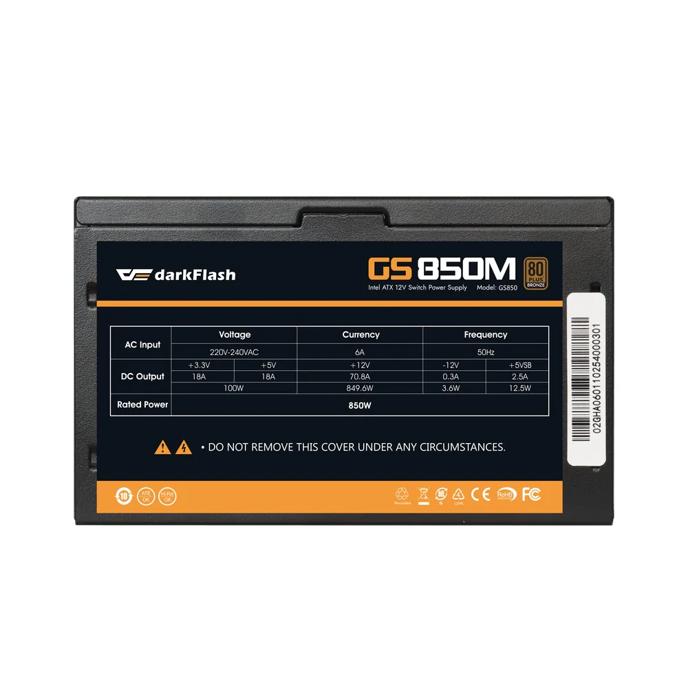 DarkFlash GS 850M 850W 80+ Bronze PCIe 5.1 Ready Full Modular Power Supply - Image 3