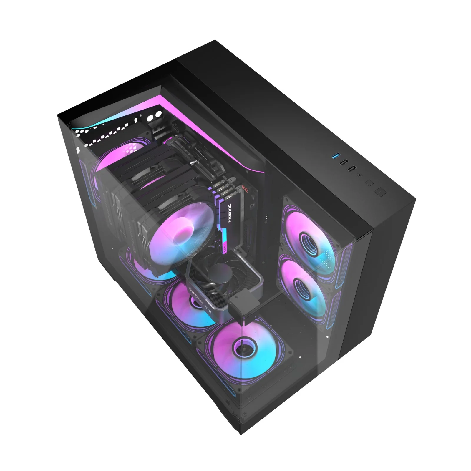 Darkflash TH285M Luxury M-ATX Front & Side Glass Panel PC Case (Black, White) - Image 3