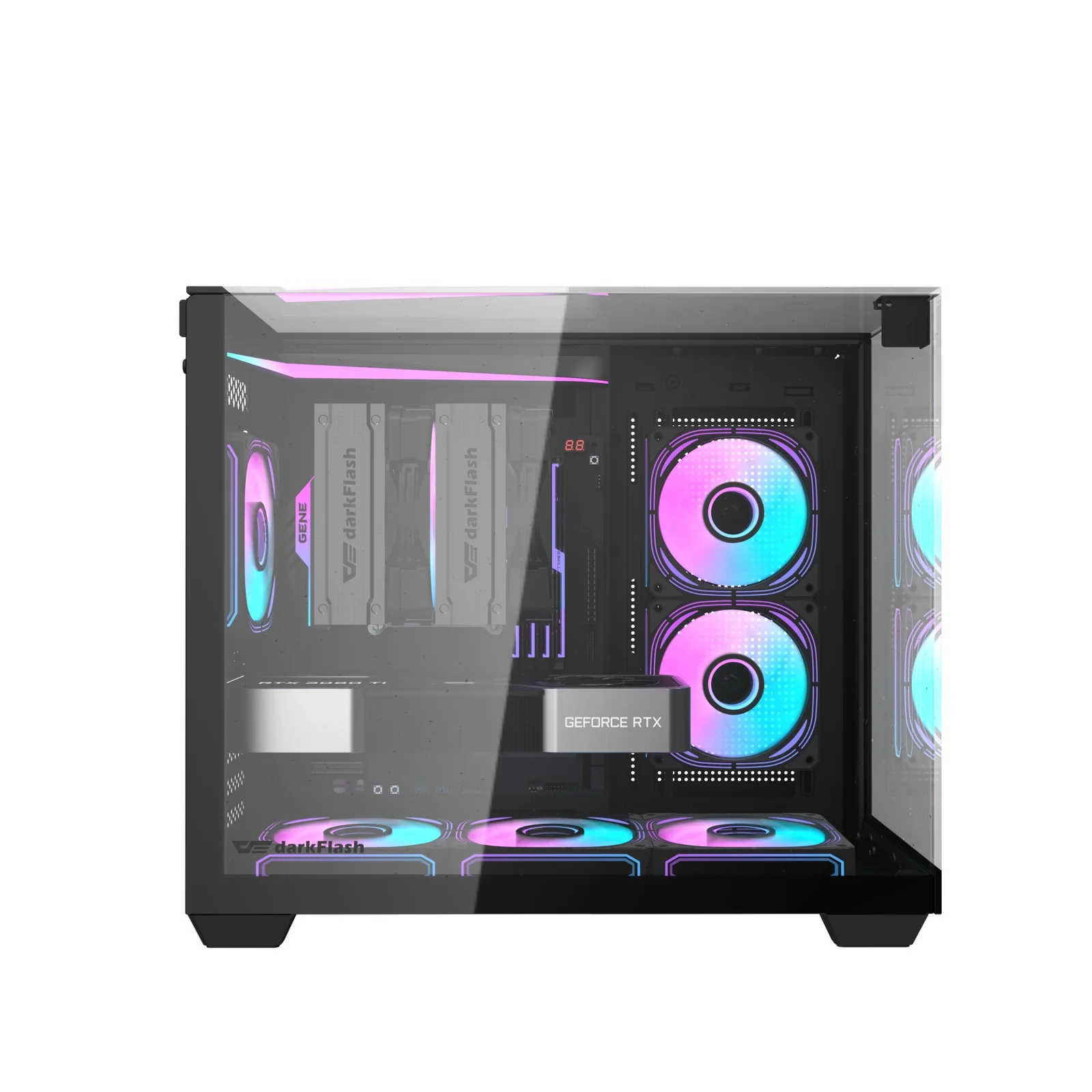 Darkflash TH285M Luxury M-ATX Front & Side Glass Panel PC Case (Black, White) - Image 4