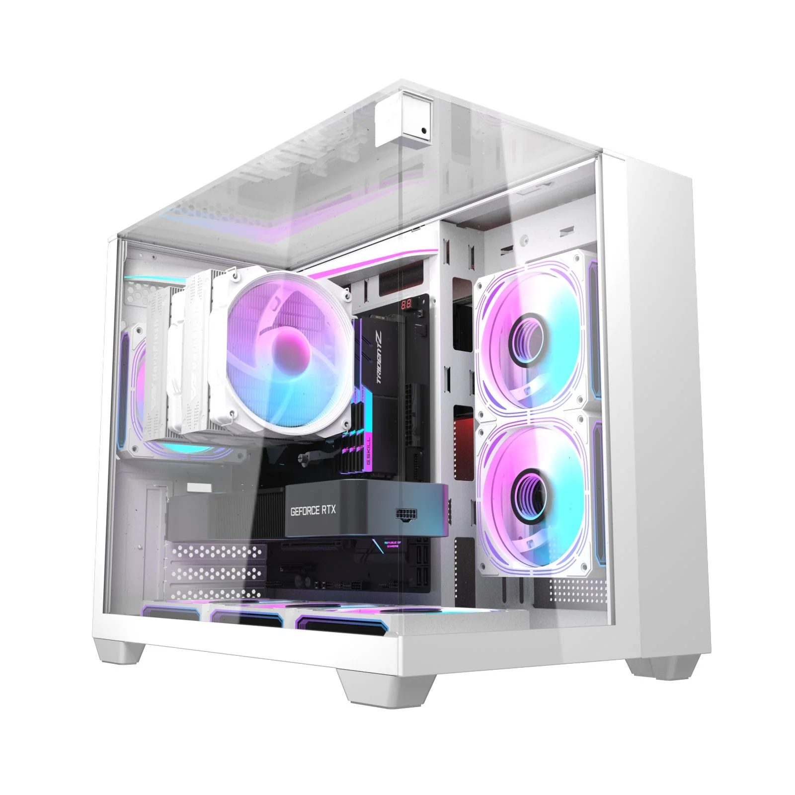 Darkflash TH285M Luxury M-ATX Front & Side Glass Panel PC Case (Black, White) - Image 5