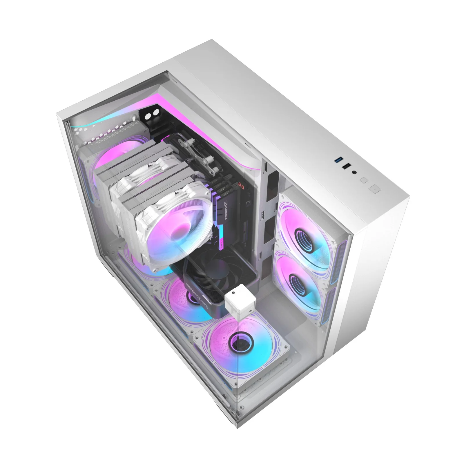 Darkflash TH285M Luxury M-ATX Front & Side Glass Panel PC Case (Black, White) - Image 6