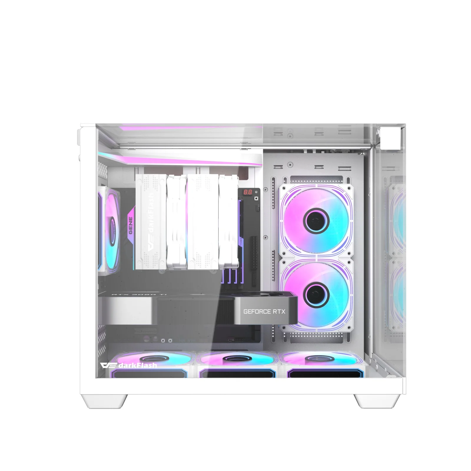 Darkflash TH285M Luxury M-ATX Front & Side Glass Panel PC Case (Black, White) - Image 7