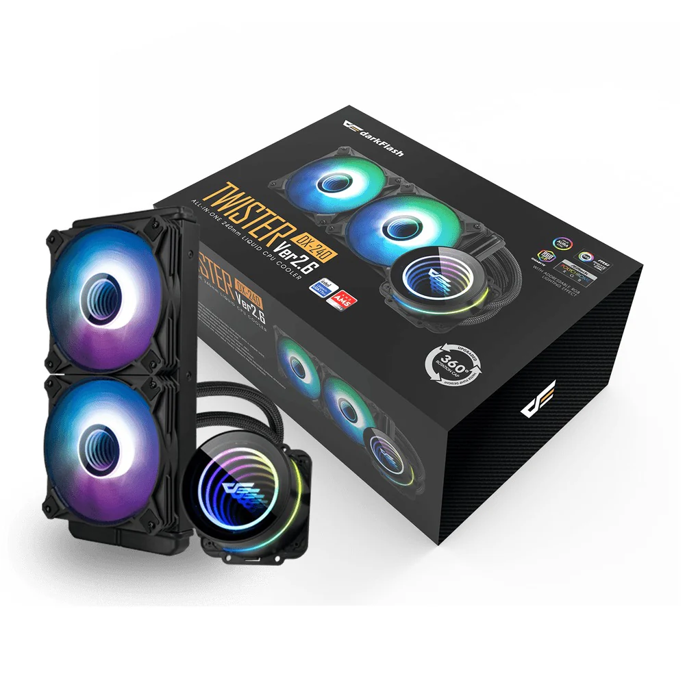 Darkflash Twister DX-240 ARGB All-In-One 240MM Liquid CPU Cooler (Black, White) - Image 3