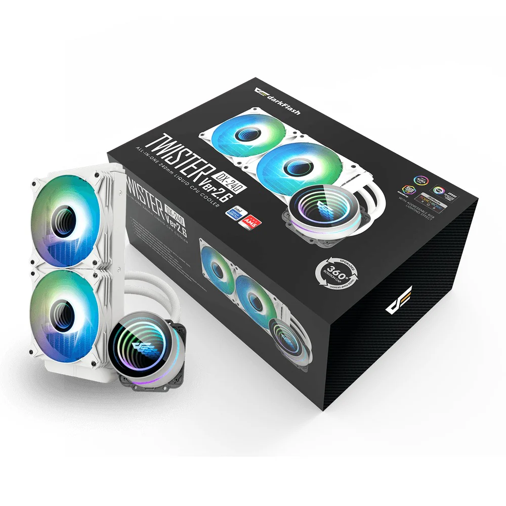 Darkflash Twister DX-240 ARGB All-In-One 240MM Liquid CPU Cooler (Black, White) - Image 8