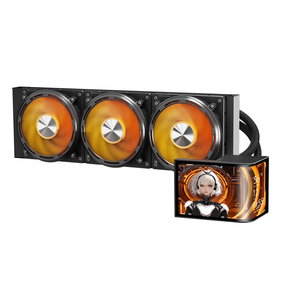 DarkFlash UV360 ARGB Curved Screen AIO 360mm Liquid CPU Cooler (Black) - Image 2