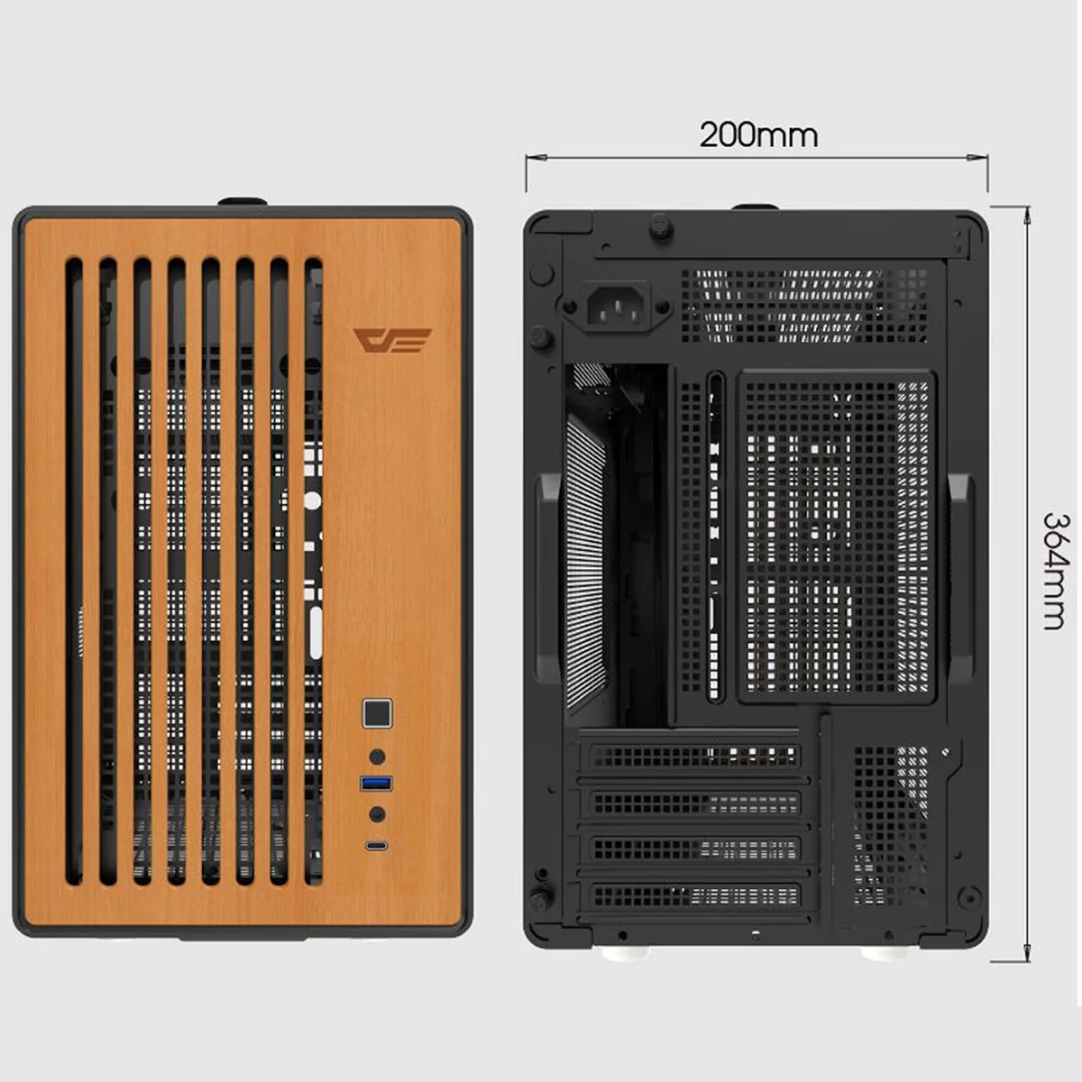 DarkFlash WD200 Wood Edition M-ATX PC Case (Black, White) - Image 8