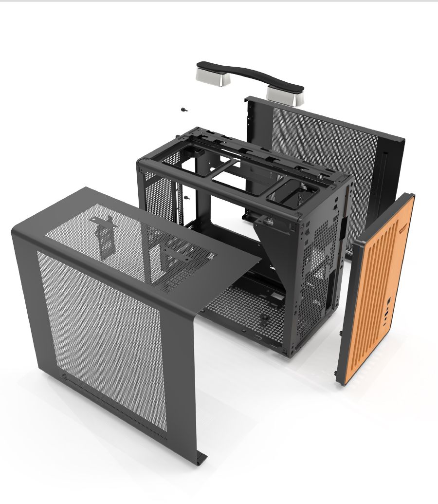 DarkFlash WD200 Wood Edition M-ATX PC Case (Black, White) - Image 9