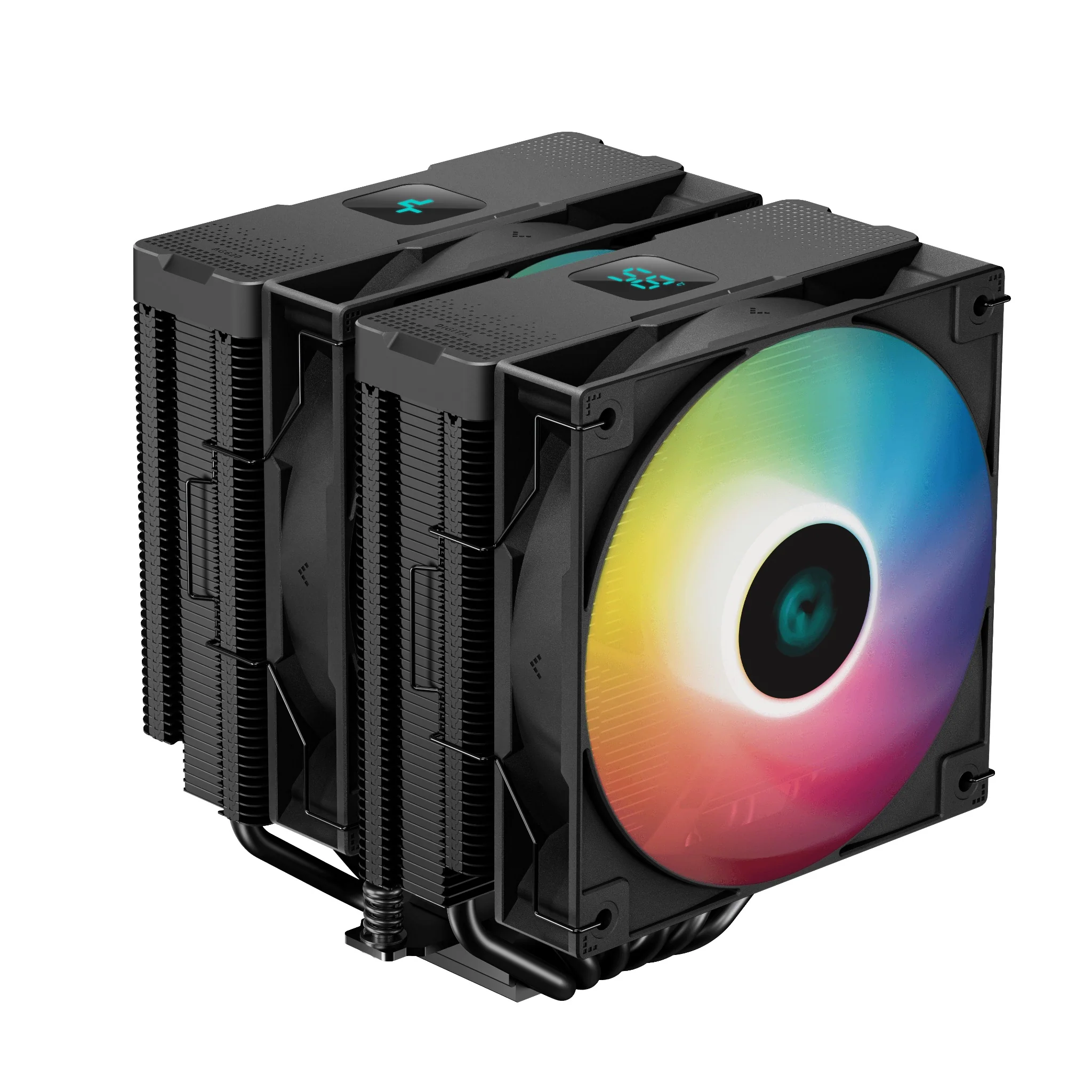Deepcool AG620 Digital BK ARGB Dual-Tower CPU Cooler With A Temperature Display (Black) (R-AG620-BKADMN-G-2)
