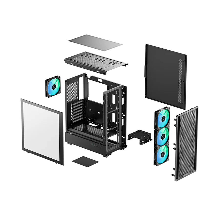 DeepCool CC550 4F Tempered Glass High-Airflow Mid-Tower ATX PC Case (Black) (R-CC550BKANA4-G) - Image 11