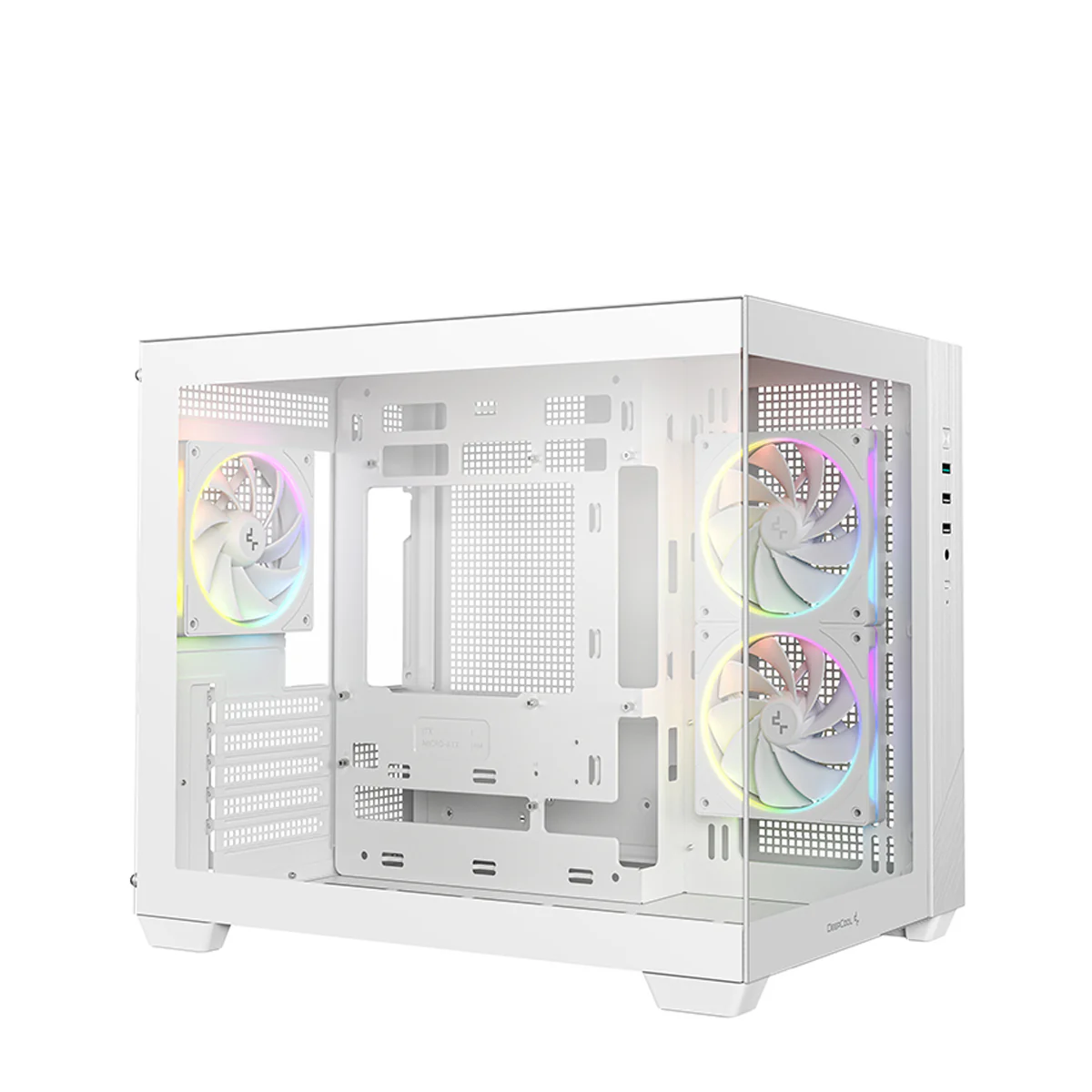 DeepCool CG330 3F Panoramic Glass Panel Dual Chamber M-ATX PC Case (Black, White) - Image 14
