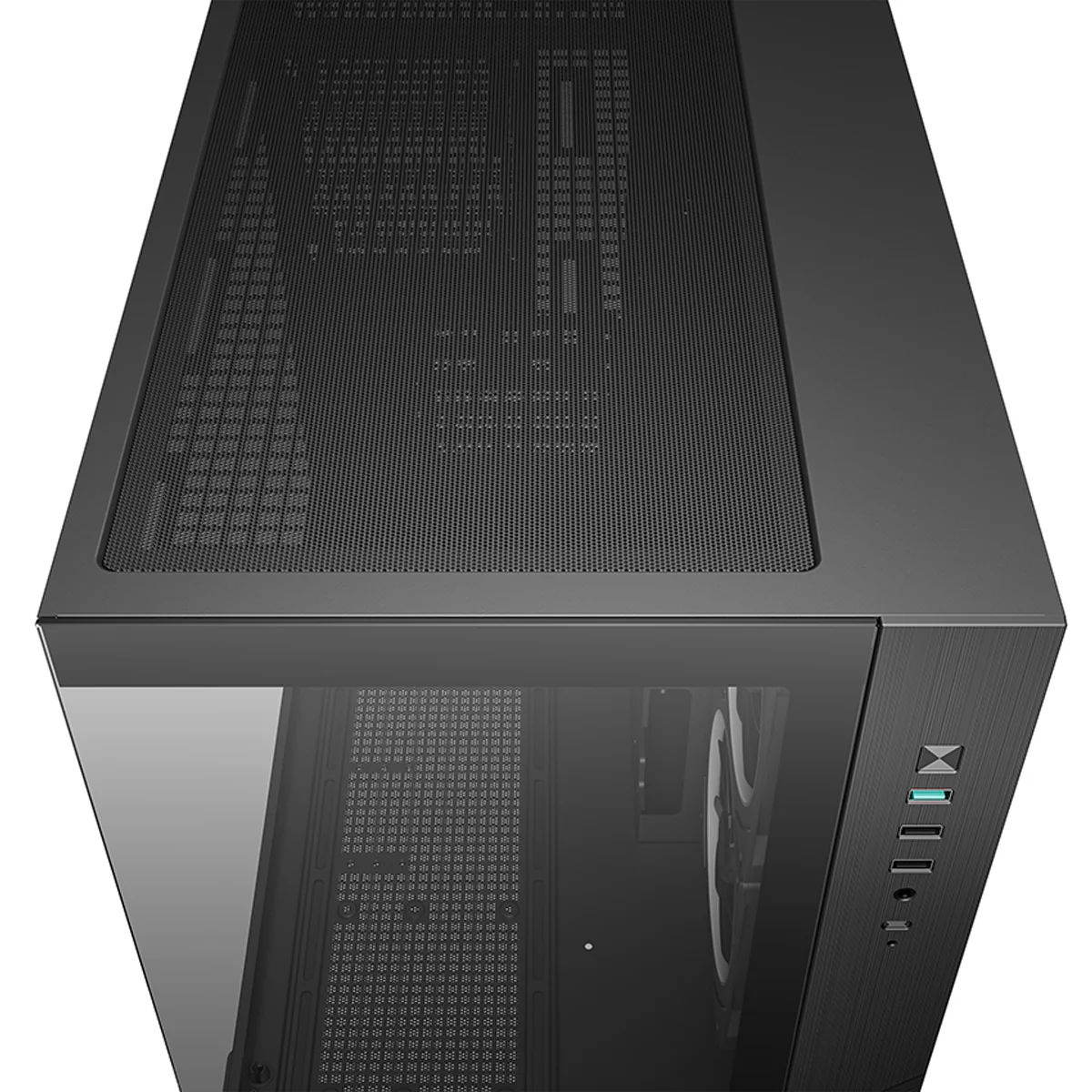 DeepCool CG330 3F Panoramic Glass Panel Dual Chamber M-ATX PC Case (Black, White) - Image 8