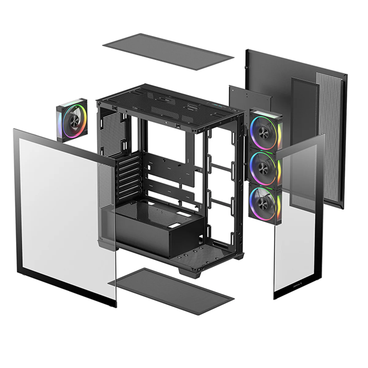 DeepCool CG580 4F V2 Panoramic Glass Panels Single Chamber ATC Case (Black, White) - Image 6