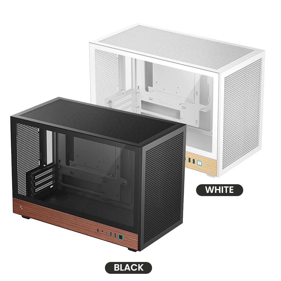 DeepCool CH260 Wood High Airflow Compact M-ATX Wood Grain PC Case (Black, White) (R-CH260-BKNWM0-G-1, R-CH260-WHNWM0-G-1)