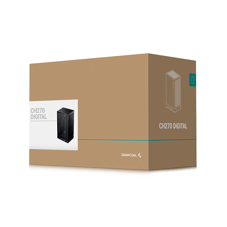 Deepcool CH270 Digital High Airflow Vertical M-ATX Compact Case with Data Screen (Black, White) - Image 12