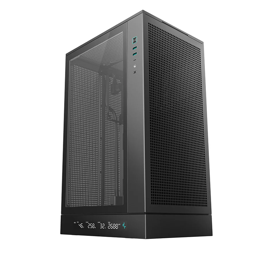 Deepcool CH270 Digital High Airflow Vertical M-ATX Compact Case with Data Screen (Black, White) - Image 3