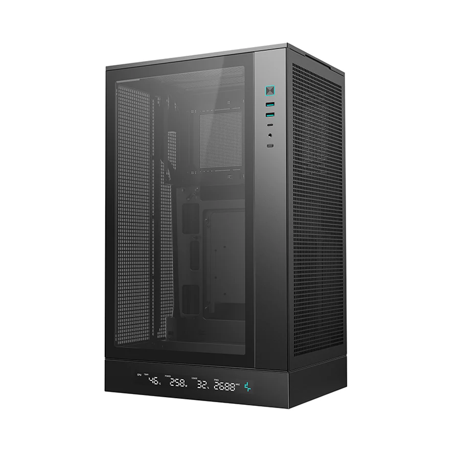 Deepcool CH270 Digital High Airflow Vertical M-ATX Compact Case with Data Screen (Black, White) - Image 4