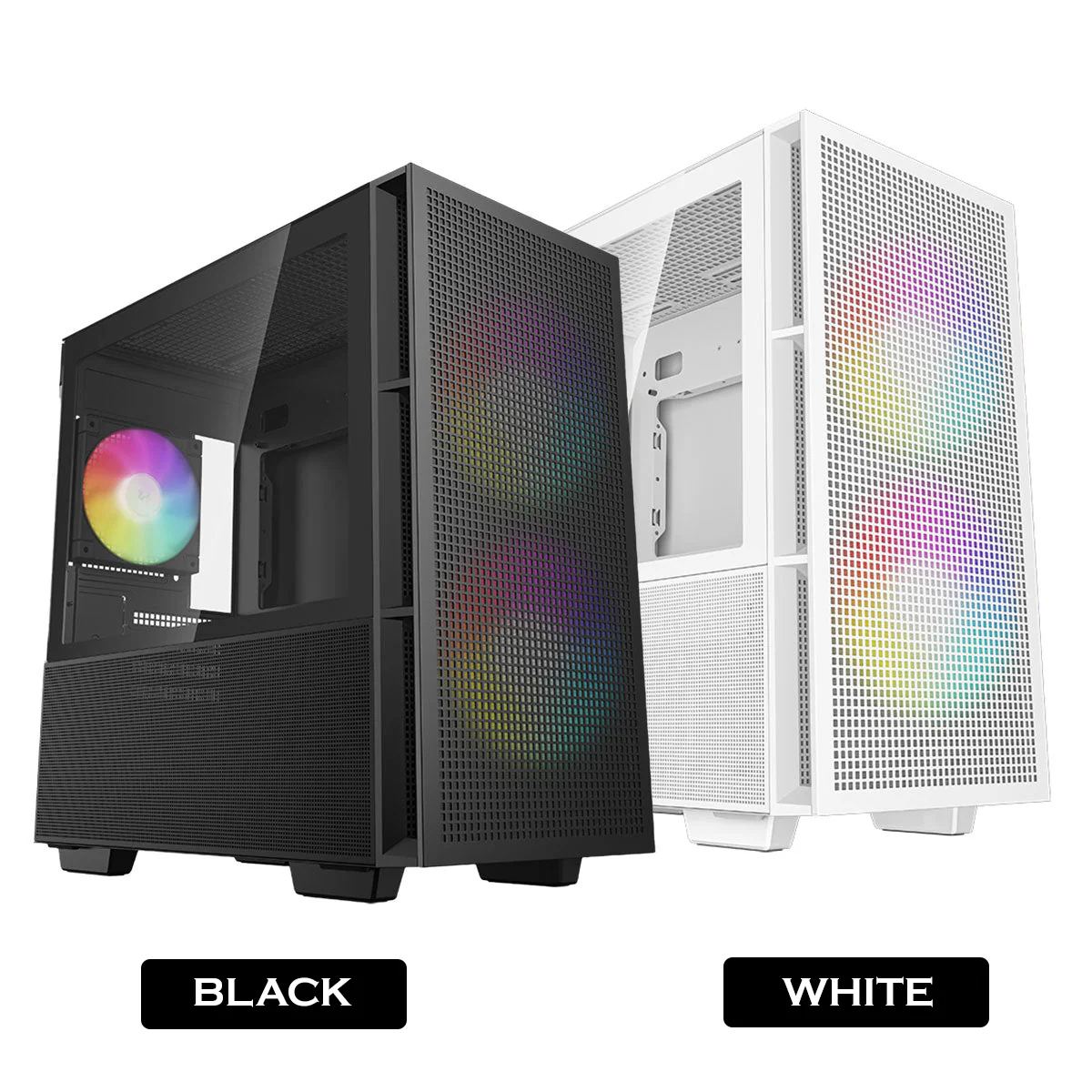 Deepcool CH360 Micro Tower Mini-ITX/Micro ATX Case Airflow Tempered glass + Mesh side panel (Black, White)