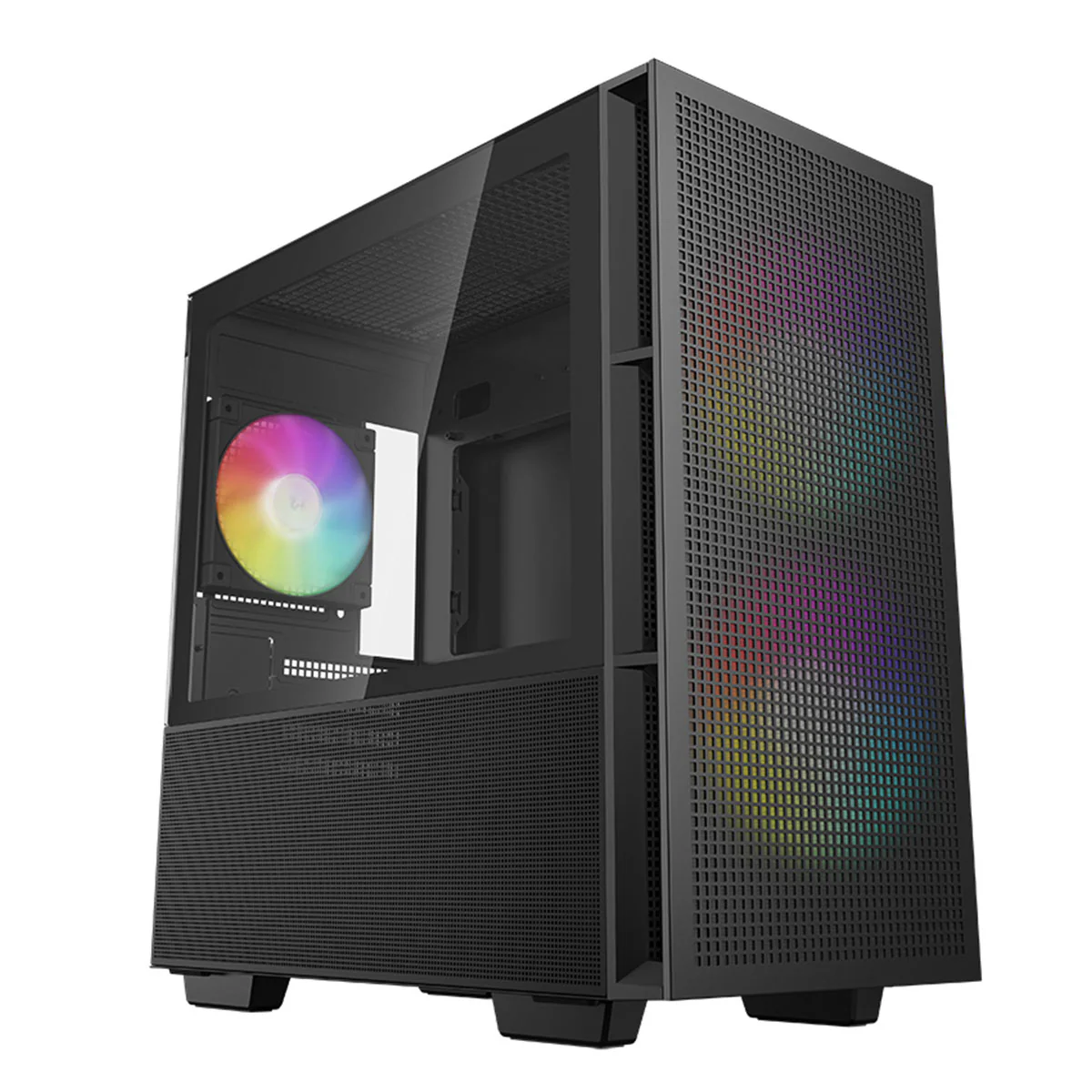 Deepcool CH360 Micro Tower Mini-ITX/Micro ATX Case Airflow Tempered glass + Mesh side panel (Black, White) - Image 2