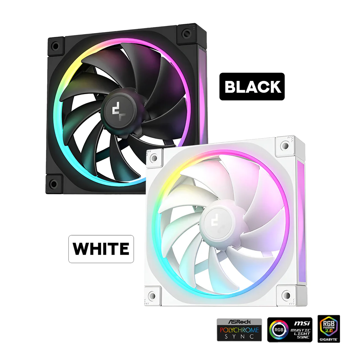 Deepcool FL12 120mm Unique ARGB Cooling Fan - 1-Pack (Black, White) (R-FL12-BKAPN1-G, R-FL12-WHAPN1-G) - Image 2