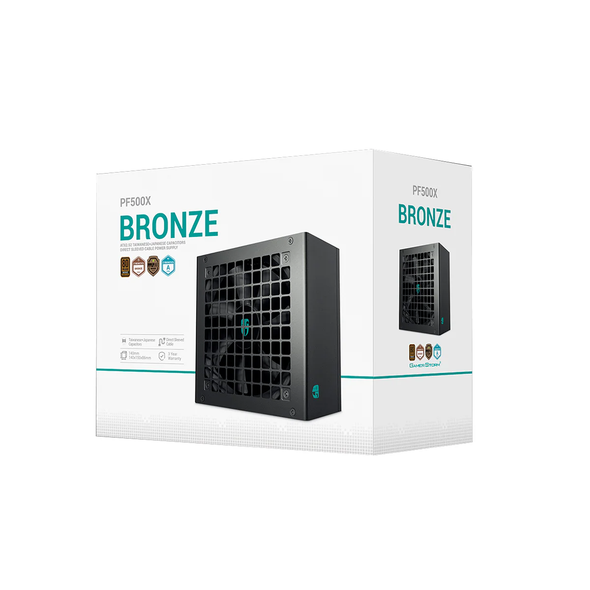 DeepCool PF500X 500W Cybenetics 80+ Bronze ATX 2.52 Sleeved Cable Power Supply (R-PF500X-HD0B-JGUS) - Image 9