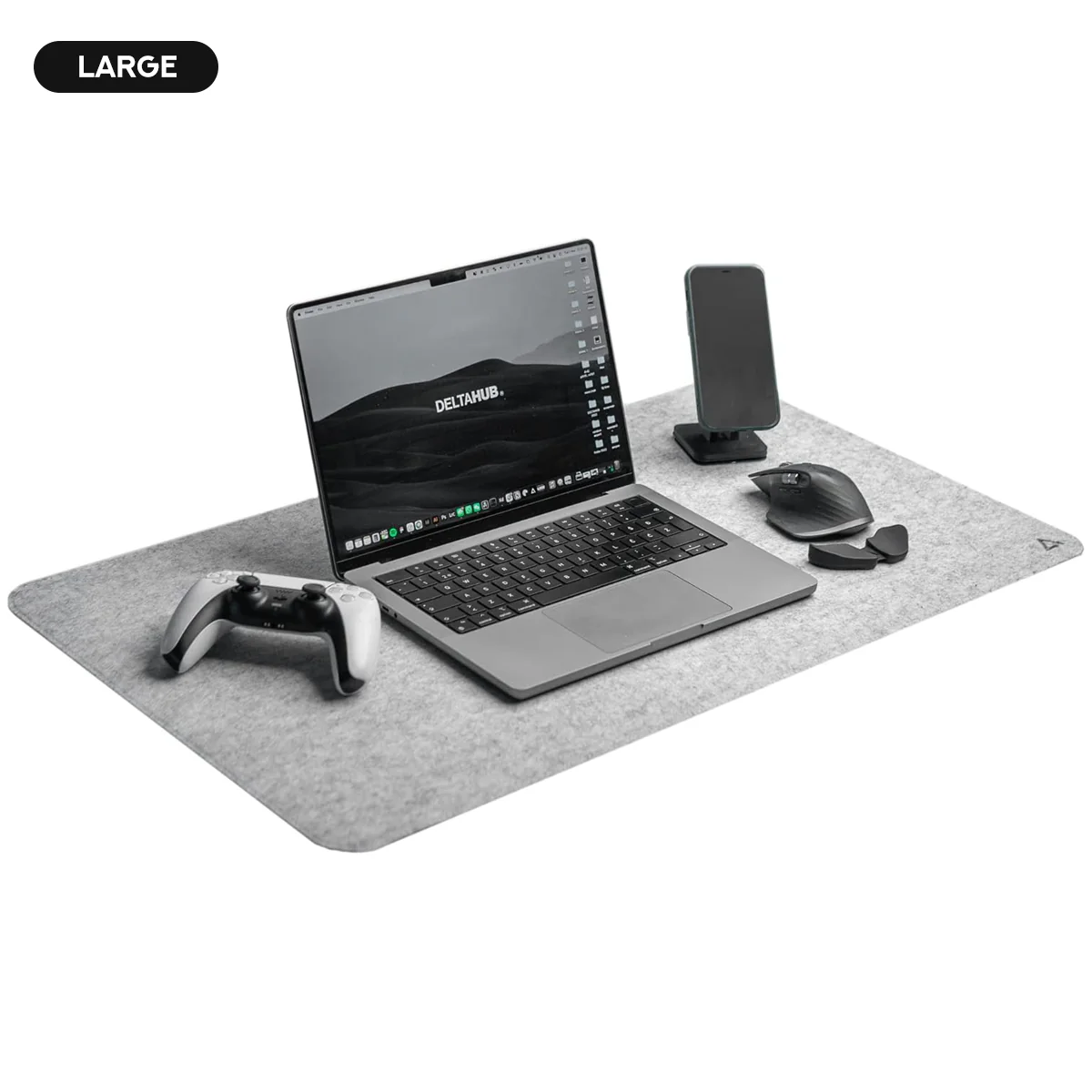 Deltahub Minimalistic Felt Desk Pad Large - Light Grey (Small, Medium, Large) - Image 9