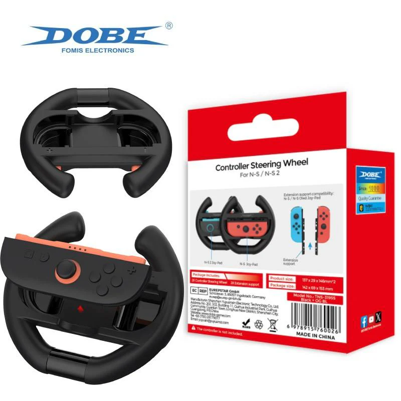 Dobe Controller Steering Wheel for Nintendo Switch 2 Joy-Pad (Black) (Orange/Blue Button) TNS-3195S - Image 4