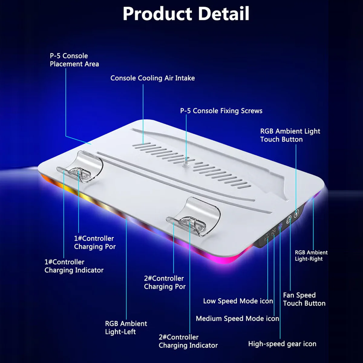 Dobe Multi-Function Cooling Charging Dock for PS5 / PS5 Slim / PS5 Pro TP5-35103B - Image 2