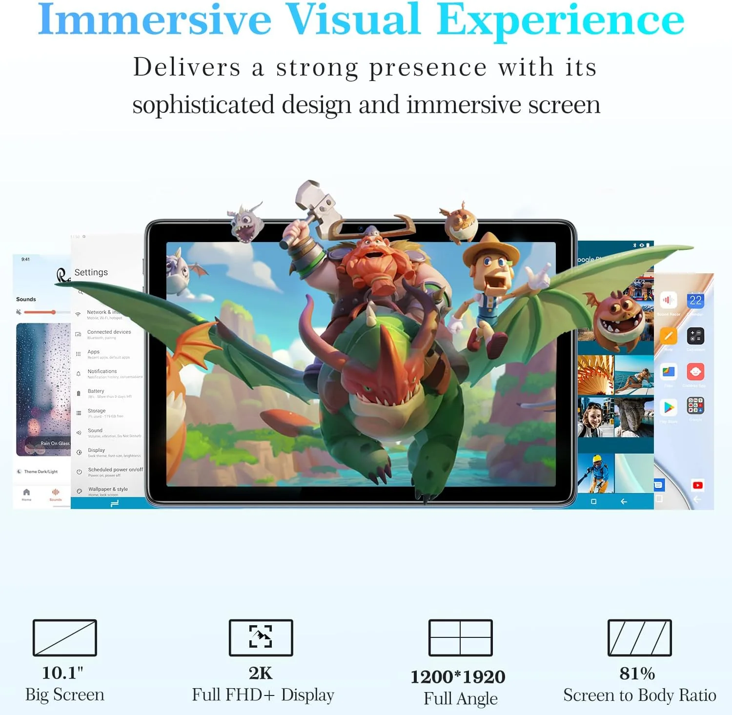 Doogee T10 Tablet 10.1" FHD+ IPS 15GB+128GB Android 12 (Moonlight Silver) - Image 5