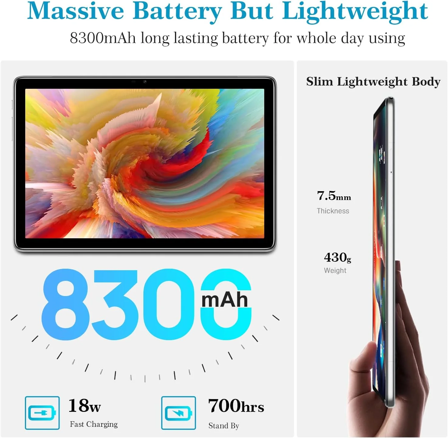 Doogee T10 Tablet 10.1" FHD+ IPS 15GB+128GB Android 12 (Moonlight Silver) - Image 6