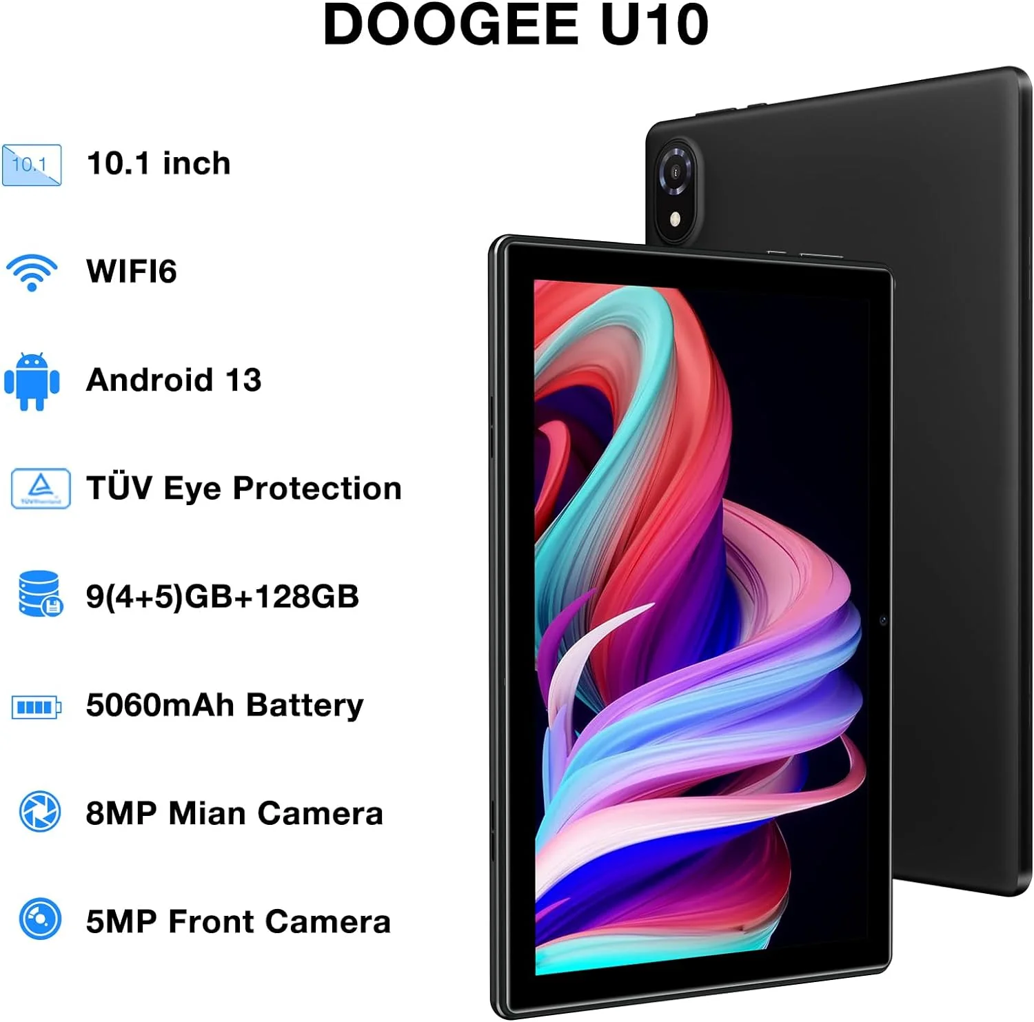 Doogee U10 Tablet 10.1" HD IPS 9GB+128GB Android 13 - Image 5