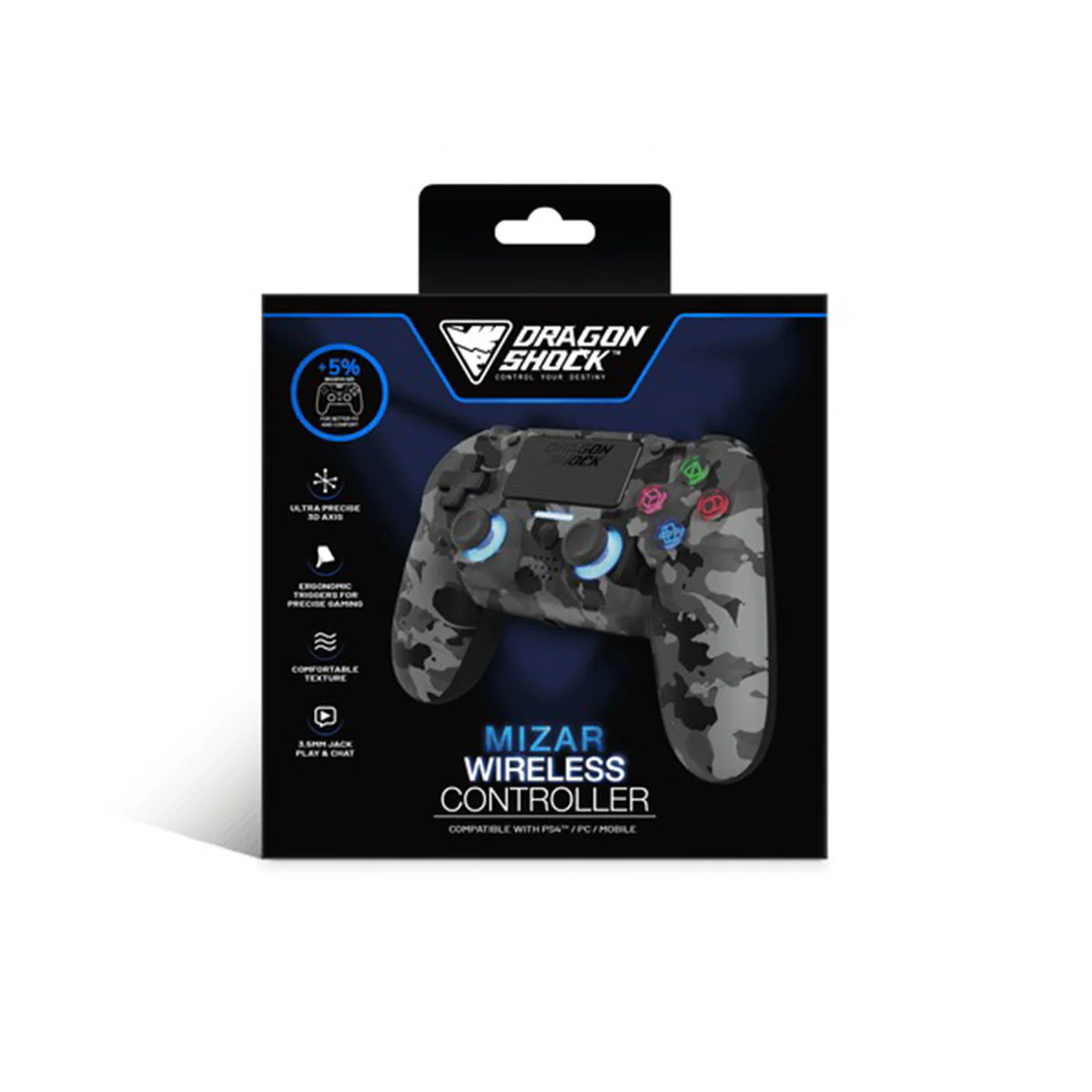 Dragonwar Dragon Shock Mizar Wireless Controller Compatible For PS4/PC/Mobile (Camo Gray) (DSCPS4-GC) - Image 4