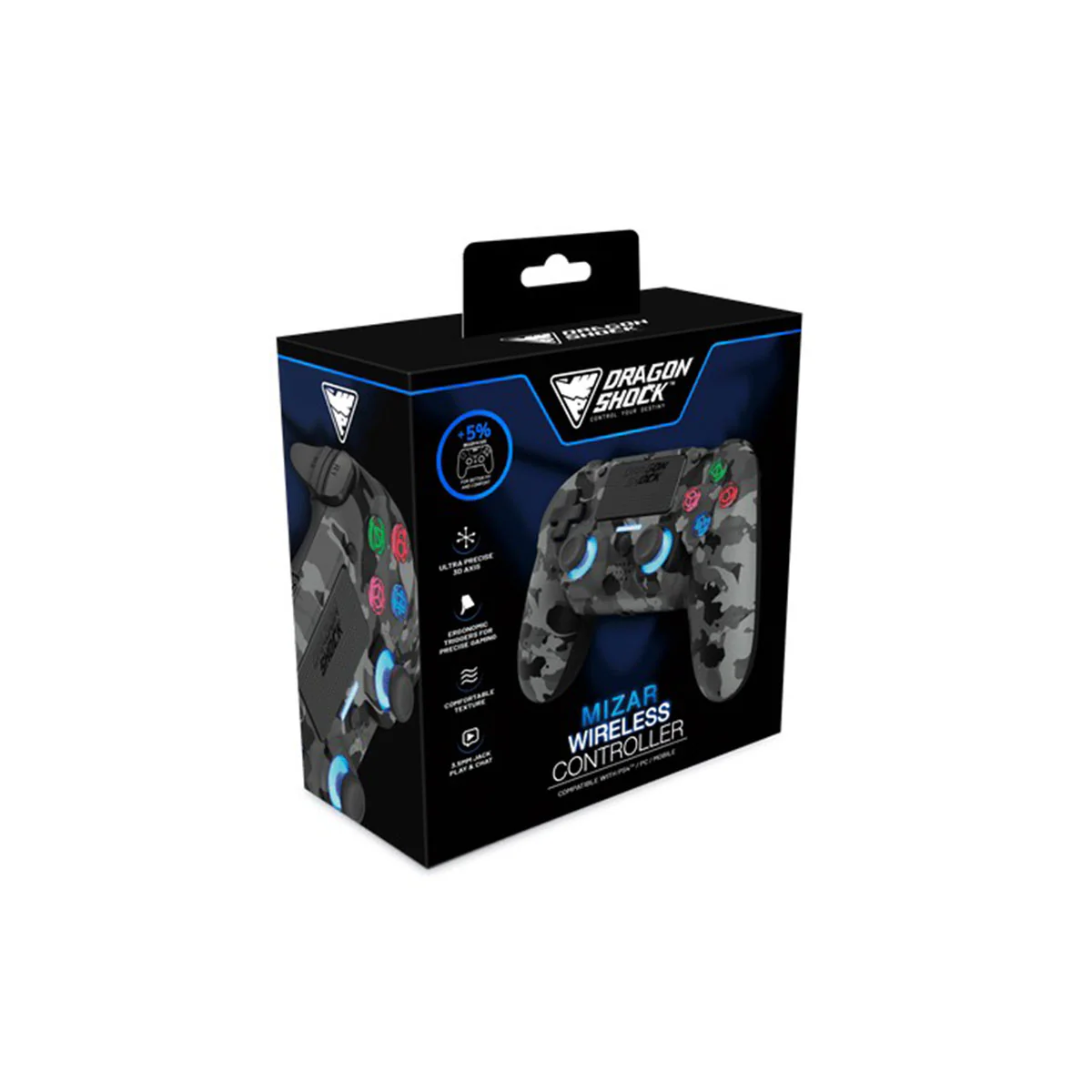 Dragonwar Dragon Shock Mizar Wireless Controller Compatible For PS4/PC/Mobile (Camo Gray) (DSCPS4-GC) - Image 5