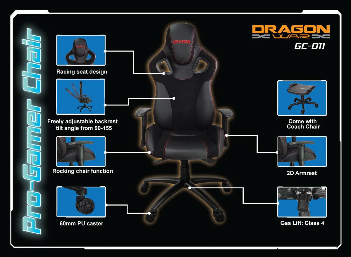 Dragonwar Pro-Gamer Chair (GC-011) (Black) - Image 8