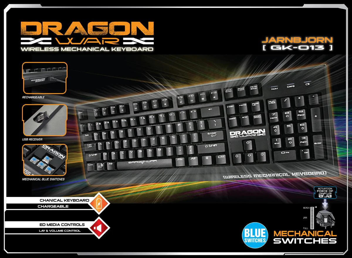 Dragonwar Rechargeable Wireless Mechanical Keyboard (GK-013-BK) - Image 8