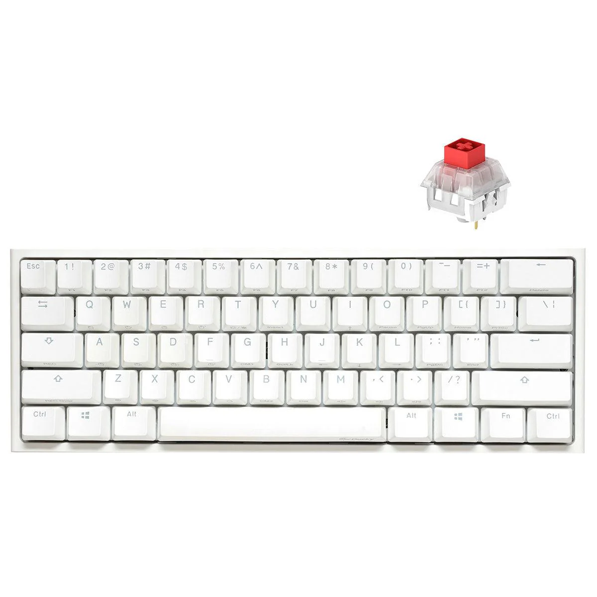 Ducky One 2 Pro Mini Pure White RGB LED 60% Double Shot PBT Mechanical Keyboard (Kailh Box Red Switch) (DKON2061ST-KUSPDWWTR2)