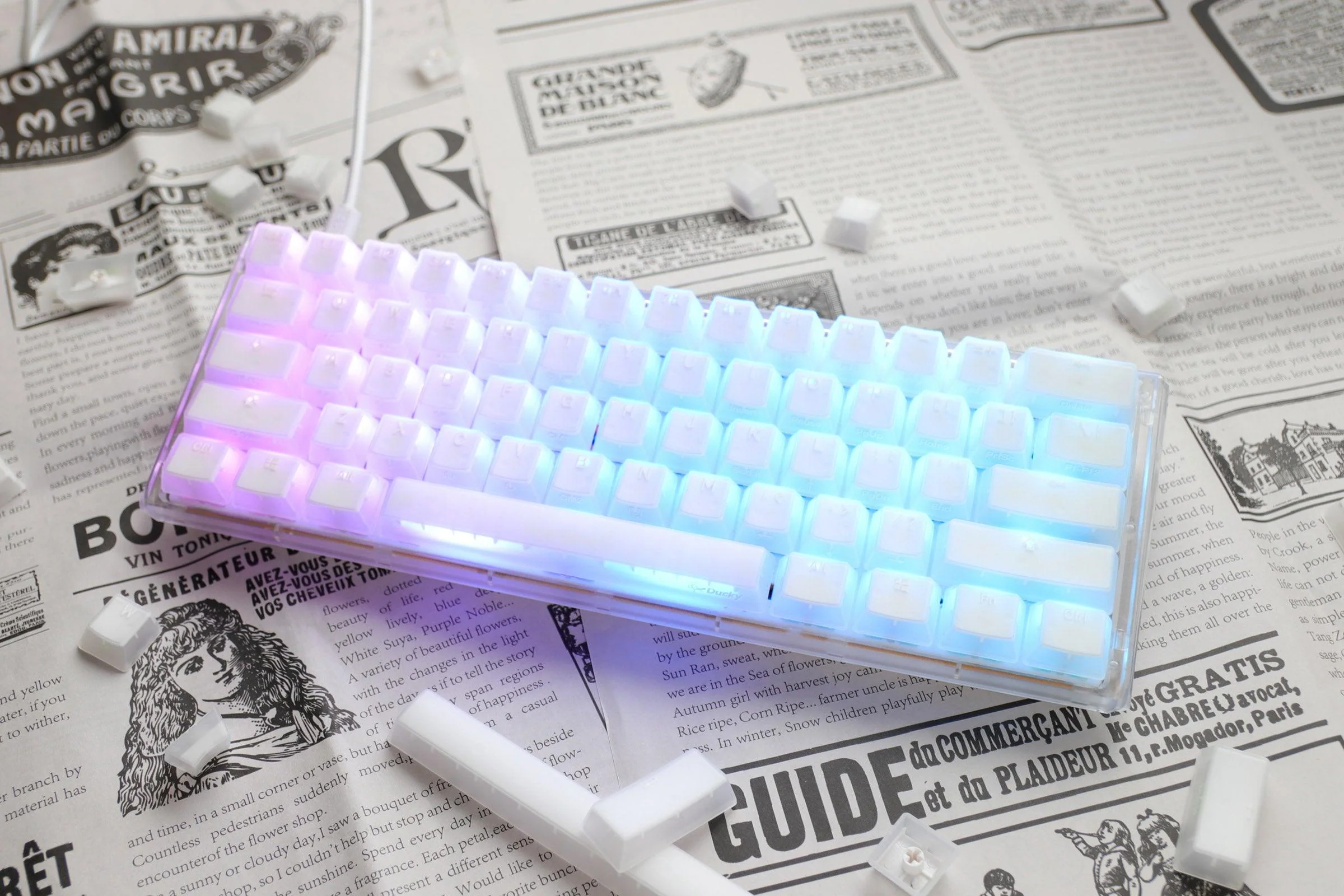 Ducky One 3 Mini Aura White HotSwap RGB Double-Shot PBT Mechanical Keyboard (Cherry RGB Brown) (DKON2161ST-BUSPDAWWWWC1) - Image 10
